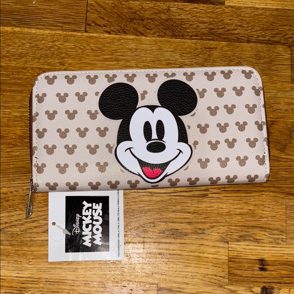 Mickey Mouse Wallet with Brown and Cream Design